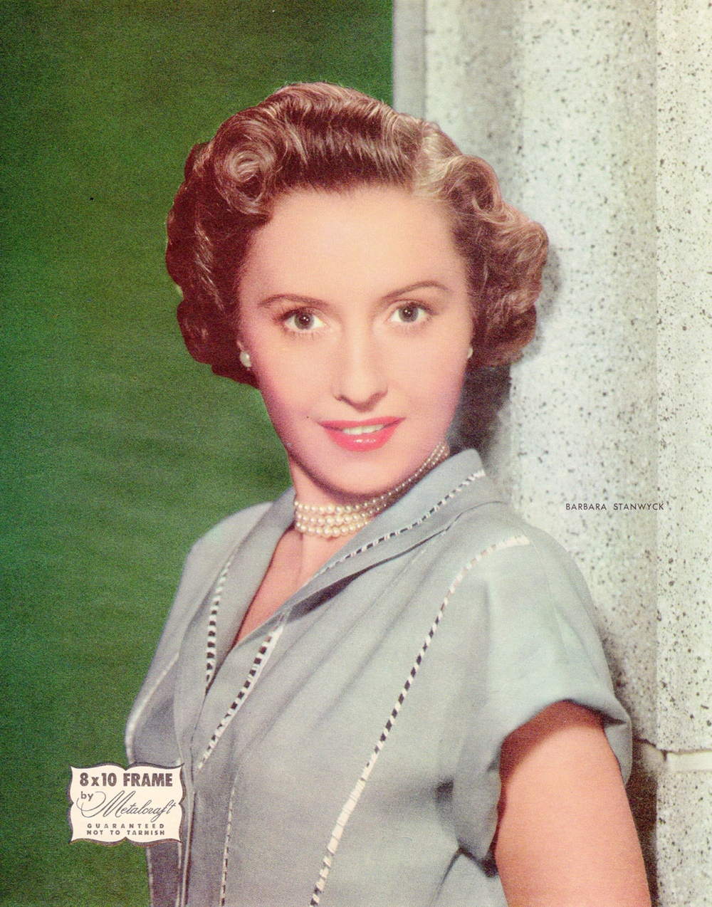 A color lithograph of Barbara Stanwyck as Thelma Jordan in the 1949 film "The File on Thelma Jordan."